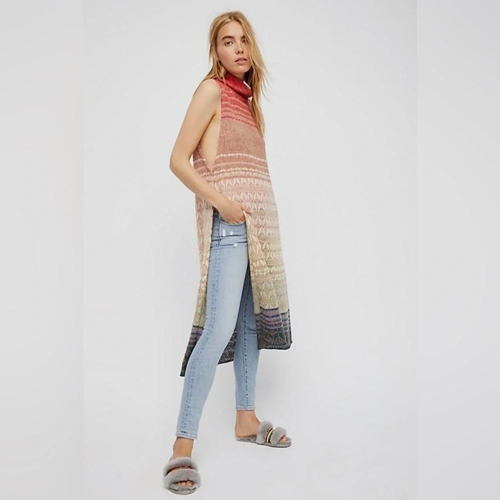 Free People Rainbow Ombre Knit Tunic Sweater